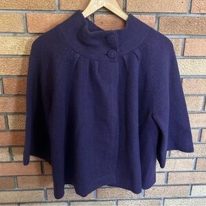 Elena Solano Angora Lambs Wool Sweater Cape Size PXL Purple Academia Shrug